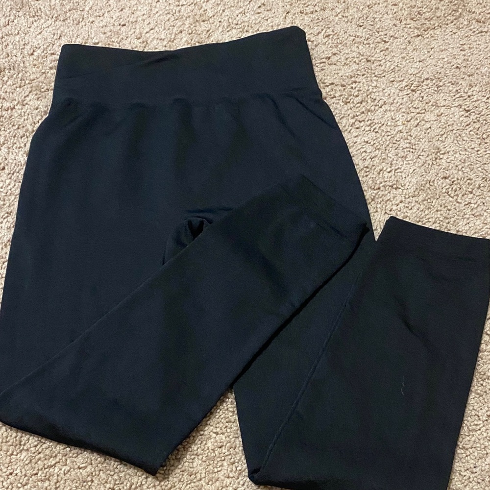 High-Waist Thick Black Leggings - Women